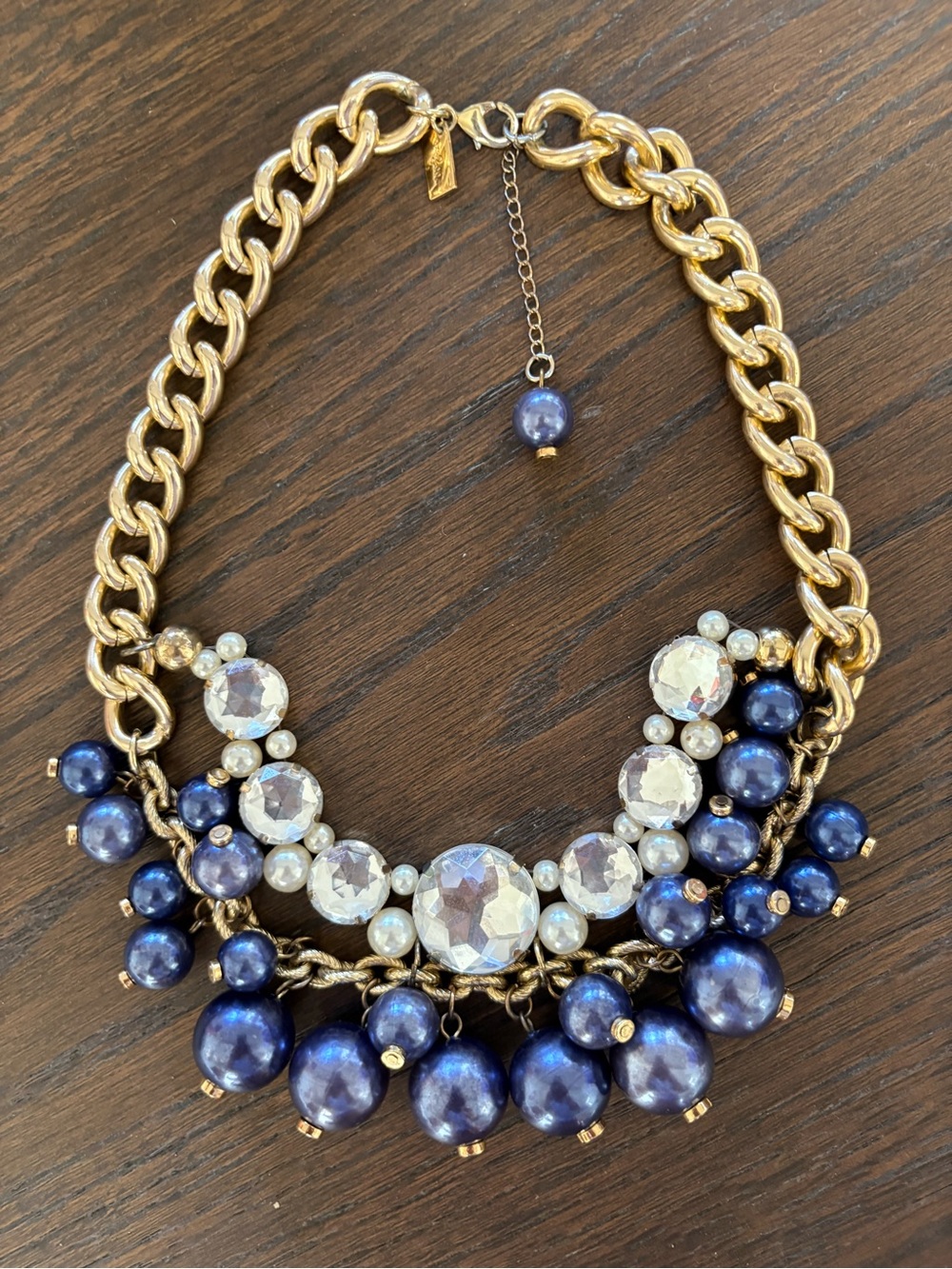 Lilly Pulitzer Hopeless Romantic navy clear statement necklace